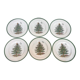 Late 20th Century Spode Christmas Tree Dinner Plates - Set of 6 For Sale