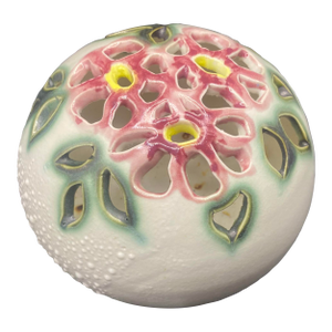 Clouds Folsom Pottery 1989 Sphere Orb Vase Floral Cutout Studio Art Signed 5"