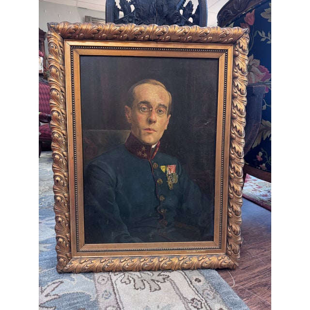 Framed Antique Early 20th Century European Military Officer Oil Portrait, Believed Austro-Hungarian For Sale In Houston - Image 6 of 6