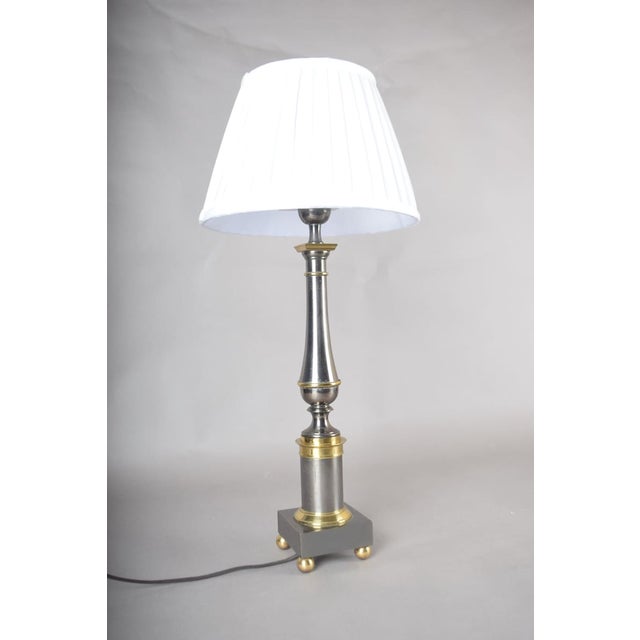 1950s Mid-Century Modern French Table Lamp in Metal and Brass, 1950s For Sale - Image 5 of 10
