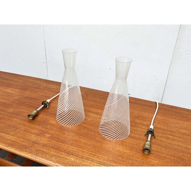 Mid-Century Modern Swirl Glass Pendant Lamps by Aloys Ferdinand Gangkofner for Peill & Putzler, 1950s, Set of 2 For Sale - Image 18 of 18