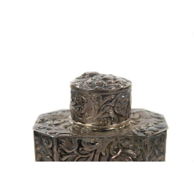 Silver 19th Century Antique Silver Repousse Tea Caddy For Sale - Image 8 of 9