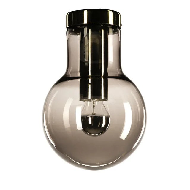 Mid-Century Modern Maxi Bulb Ceiling Lamp in Smoked Glass by Franck Ligtelijn for Raak Amsterdam, Netherlands, 1960s, Set of 2 For Sale - Image 3 of 5