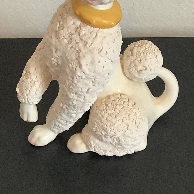 Shabby Chic Vintage Large Ceramic French Poodle With Collar Figurine Statue For Sale - Image 3 of 13