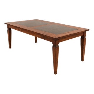 Rustic Wood Dining Table with Bluestone Top For Sale