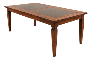 Rustic Wood Dining Table with Bluestone Top