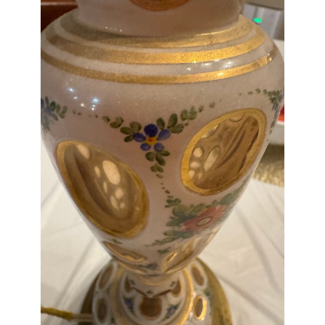 White Vintage Bohemian Cased Glass a White Glass Overlay Cut Back to Reveal an Inner Layer of Clear or Colored Glass. For Sale - Image 8 of 9