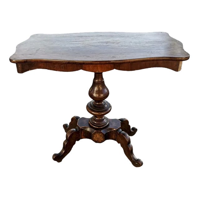 Small Table with Turned and Carved Base For Sale