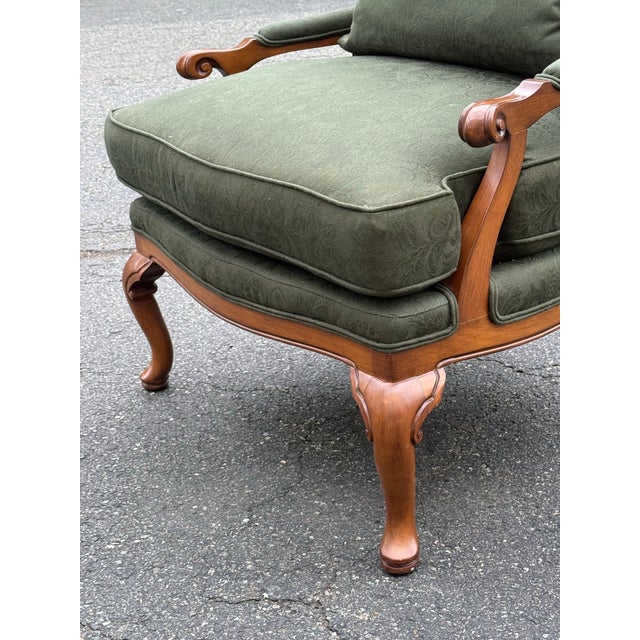 Brandywine Custom Calico Corner Upholstered Bergere Chair With Lattice Back For Sale In New York - Image 6 of 10