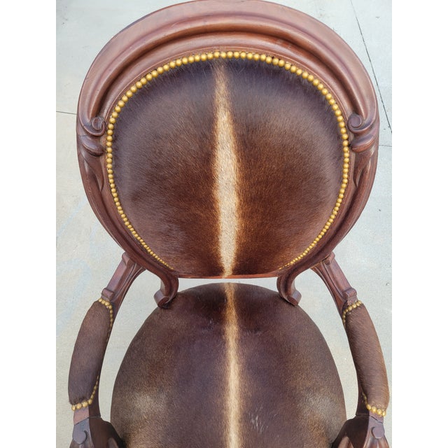 American Early 20th Century Louis XVI Oval Back Chair With New Cowhide Upholstery For Sale - Image 3 of 18
