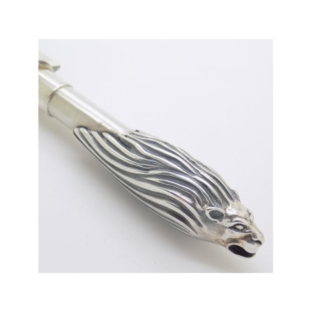 Vintage Italian Sterling Silver 925 Lion Head Ruler Letter Opener by Ottaviani, 1980s For Sale - Image 3 of 11