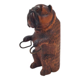 Late 19th Century Large Carved Black Forest Bulldog Dog For Sale
