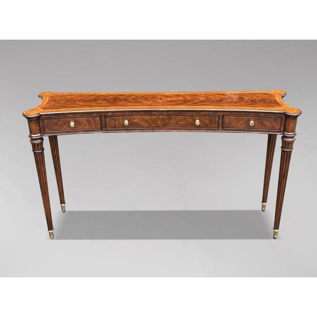Vintage Walnut Inlaid Console Table from Brights of Nettlebed, 1980s For Sale - Image 6 of 7