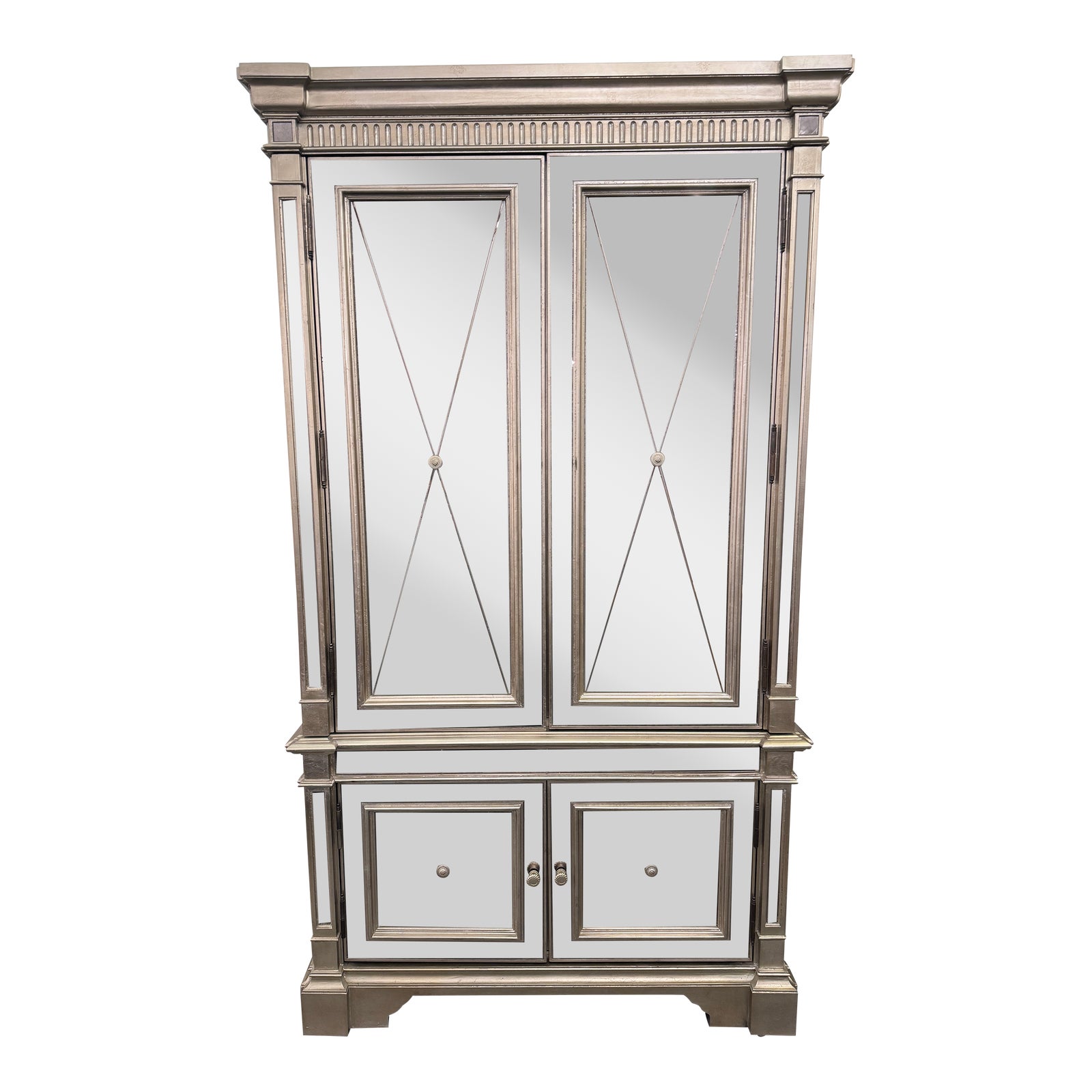 Neiman Marcus Amelie Mirrored Two Piece Armoire Chairish