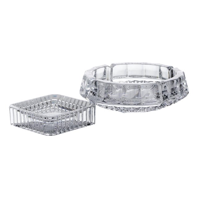 Ashtrays in Crystal, Set of 2 For Sale