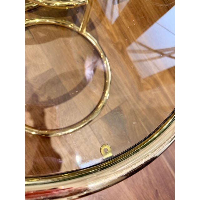 Gold Vintage Brass & Glass Nesting Coffee Table Set + Side Table | in the Style of Milo Baughman | Hollywood Regency For Sale - Image 8 of 10