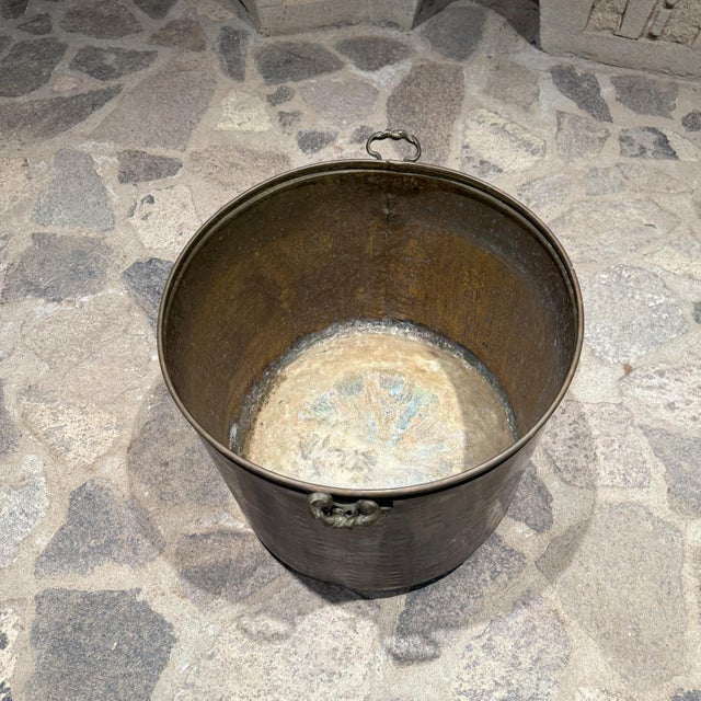 Antique Castilian Imports Brass Copper Bucket Jardiniere For Sale - Image 11 of 12