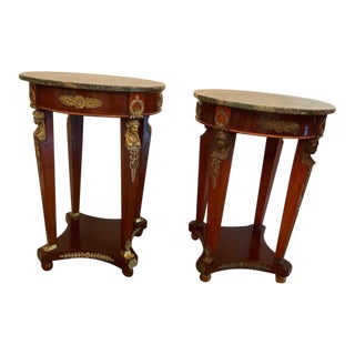 1930s Marble Top Center Tables - a Pair For Sale