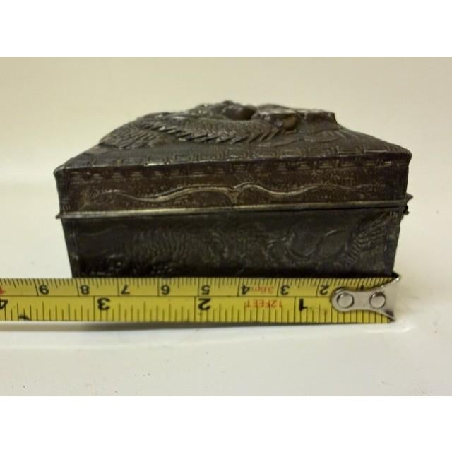 Antique Japanese High-Relief Dragon Metal Trinket Box, Circa 1920 For Sale - Image 16 of 18