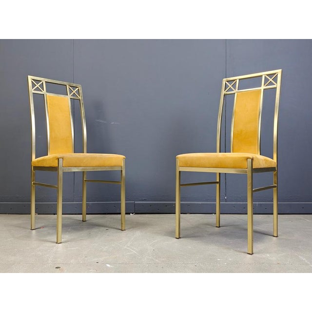 1970s Vintage Brass Dining Chairs attributed to Belgochrom, 1970s, Set of 4 For Sale - Image 5 of 14