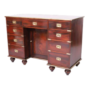 Antique English Campaign Leather Top Desk