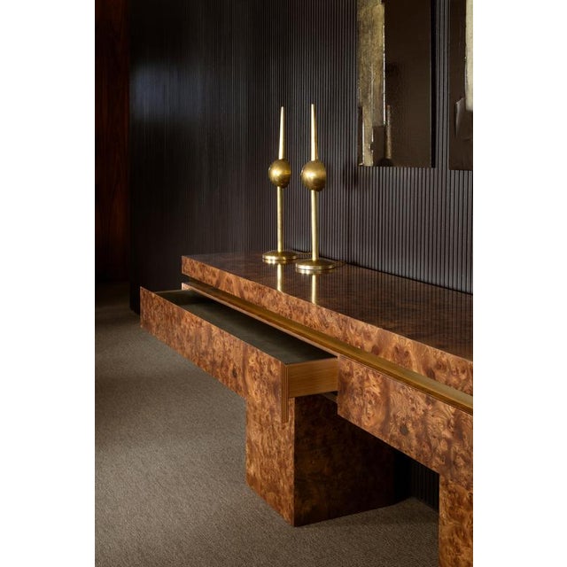 Wood Okumé Plywood Isola Console Table by Dainelli Studio Atelier For Sale - Image 7 of 9