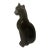Modernist Baccarat France Black Egyptian Style Cat Figurine 6.5" Tall For Sale
