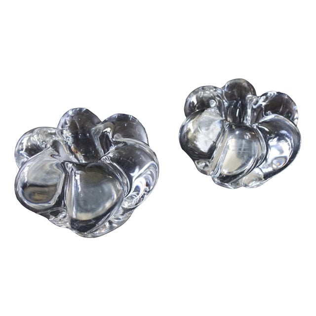 Small Crystal Candleholders from Orrefors, Sweden, Set of 2 For Sale