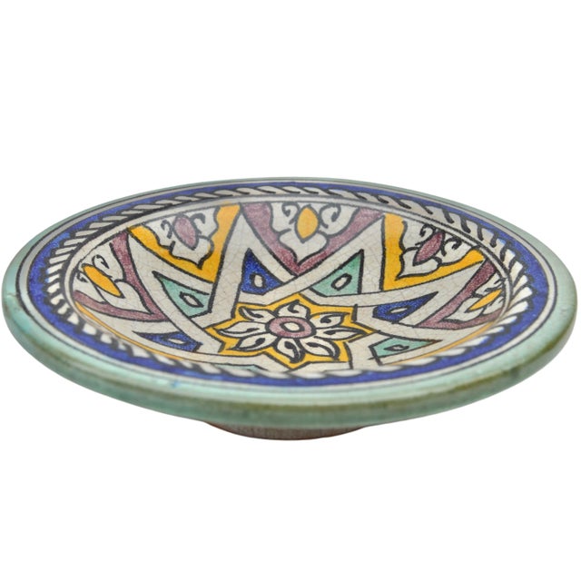 Antique Early 20th Century Colorful Moorish-Star Ceramic Plate For Sale In New York - Image 6 of 10
