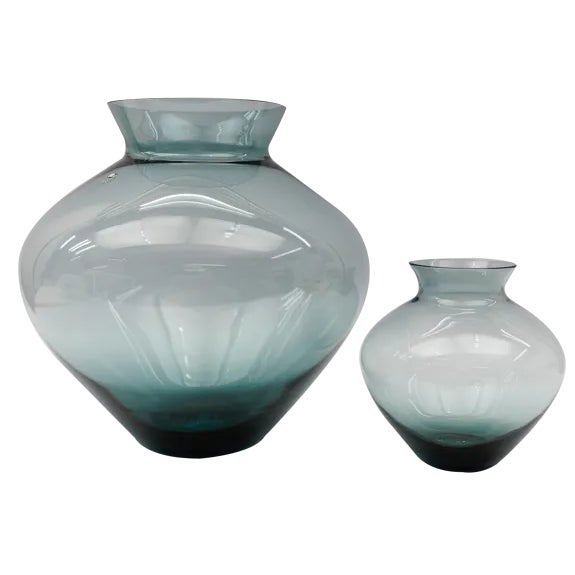 Tourmaline Blue Heart Vases by Wilhelm Wagenfeld for WMF
