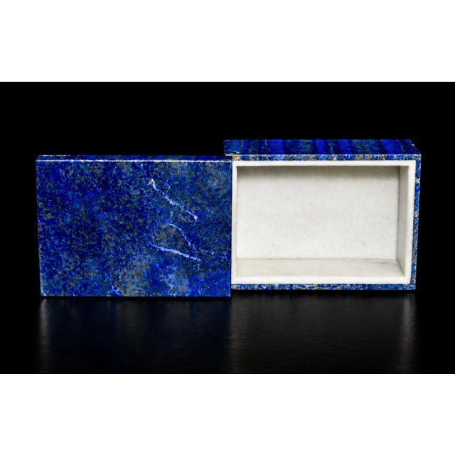 Blue Lapis Lazuli Box Single Panel Whole Slab Top Italian Made No Dyes or Fillers For Sale - Image 8 of 13