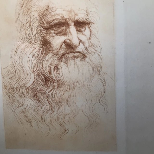 Leonardo Da Vinci Antique Framed - Early 20th Century Graphite Drawing Self Portrait For Sale - Image 11 of 12
