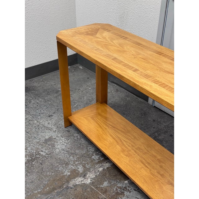 Baker Furniture Console Table With Inlaid Surface Design For Sale - Image 11 of 12