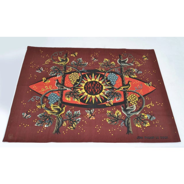 Original Cotton Tapestry by Jean Picart Le Doux Paris Proof of Authenticity 50s For Sale - Image 12 of 13