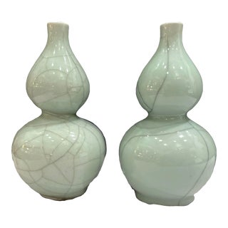 1990s Chinese Nanking Crackle Celadon Vases For Sale