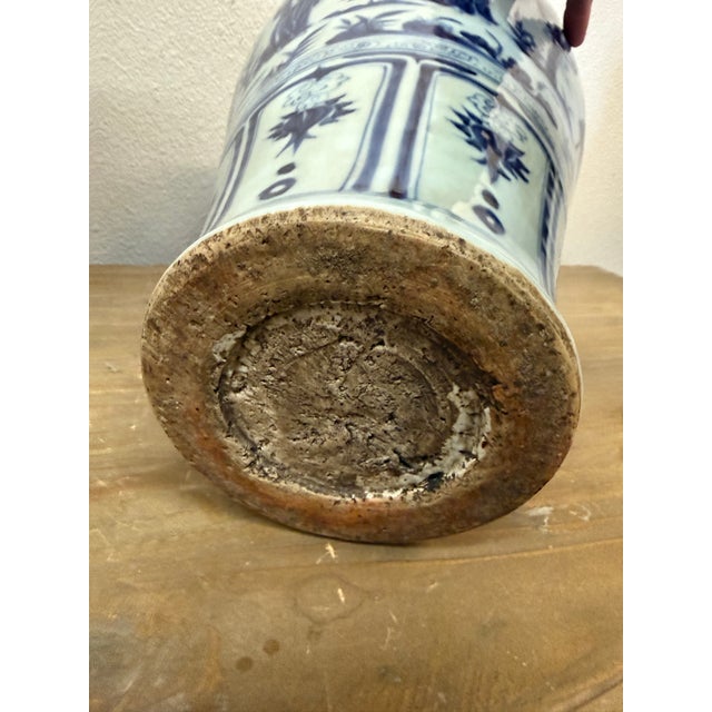 Pair of X Large Blue and White Chinese Yuan Period Character Vases 17” For Sale - Image 6 of 8