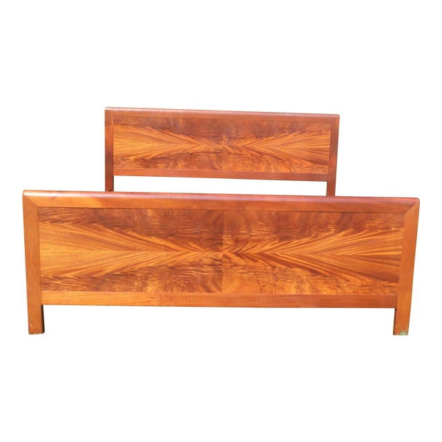 Vintage Mid Century Modern Solid Walnut King Size Bed Modernist Bed