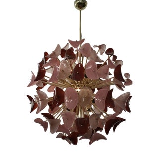 Pink and Red Murano Art Glass Sputnik Chandelier, 2000s For Sale