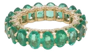 Natural 5.78 cts Zambain emerald & 0.58 cts diamond ring in 14k gold