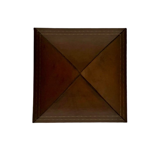 Vintage Leather Pyramid Statue With Gold Detailing for Office Decor For Sale - Image 4 of 5