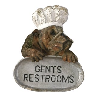 Vintage “Gents Restrooms “ Bulldog Chef Sign For Sale