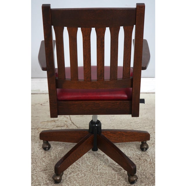 Stickley Stickley Mission Oak Leather Office Chair For Sale - Image 4 of 18