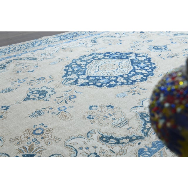 1970s Vintage Persian Handmade Wool Cotton Beige Area Rug For Sale - Image 4 of 11