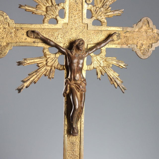 Gilded Bronze Crucifix with Masks and Garlands For Sale - Image 3 of 11