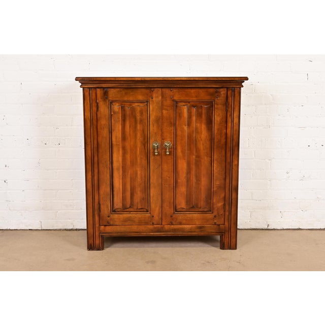 Baker Furniture French Louis Philippe Carved Walnut Flip-Top Server or Bar Cabinet For Sale - Image 12 of 12
