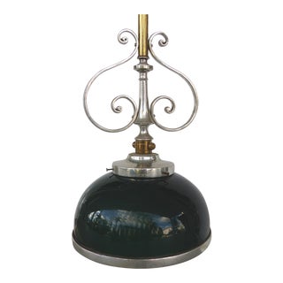 Mid-Century Modern 2-Tone Pendant Light with Green Glass Shade For Sale