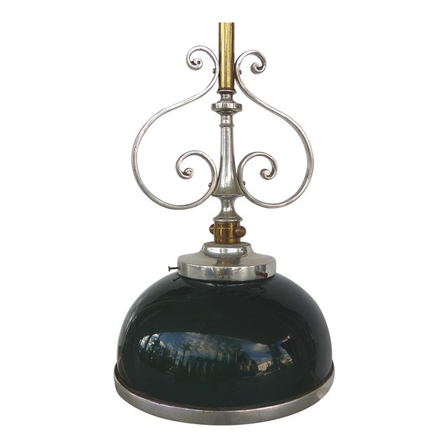 Mid-Century Modern 2-Tone Pendant Light with Green Glass Shade | Chairish