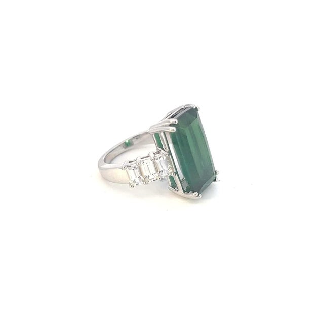 Natural Quality Tourmaline and Sapphire Ring Size 7 14k WG 12.17 TCW Certified $9,750 311033 This is a one of a Kind...