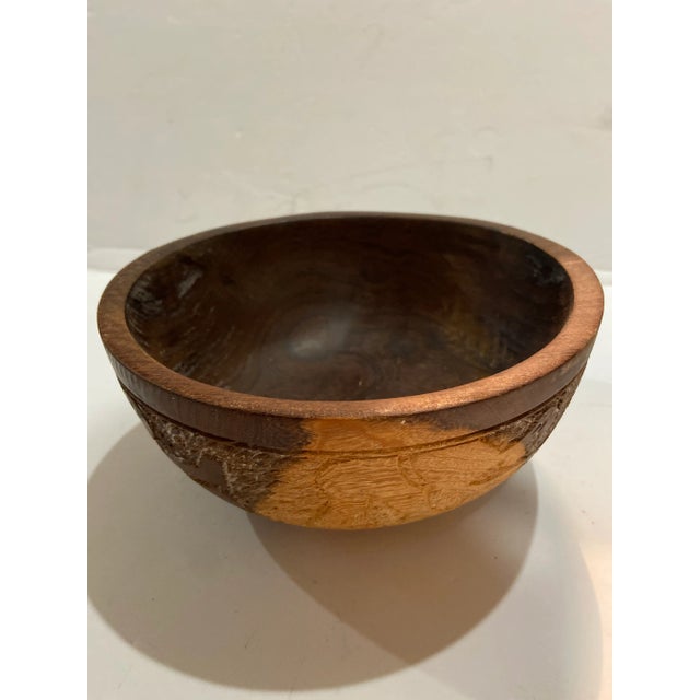 Brown Antique Hand Carved Tribal Relief Bowl From India For Sale - Image 8 of 13