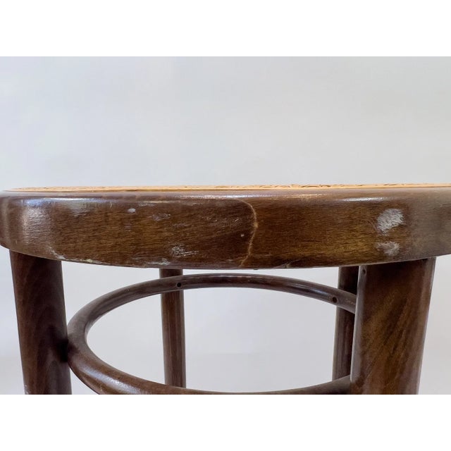 Contemporary 1960s Bentwood & Rattan Bar Stools Pair - Made in Yugoslavia For Sale - Image 3 of 8